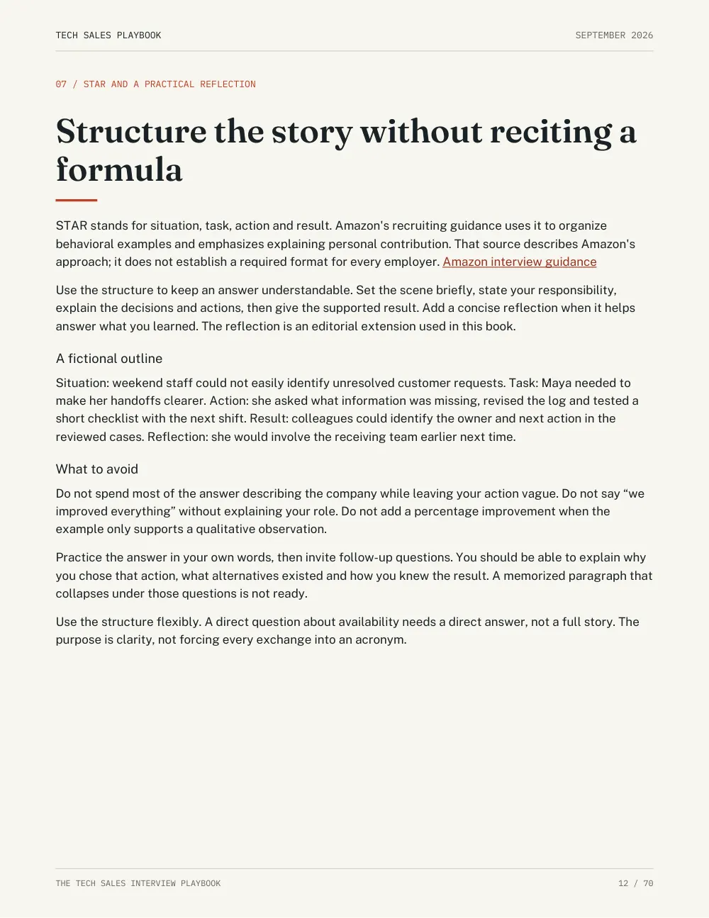 Page 12 from The Tech Sales Interview Playbook